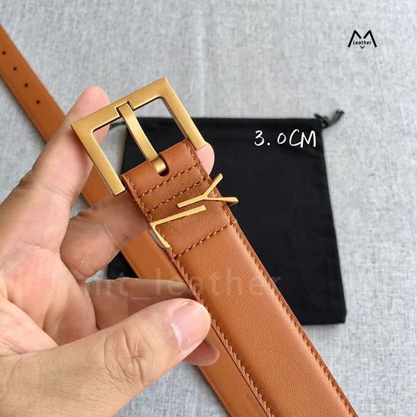 

brown belt for woman fashion designers belts gold silver needle buckle man womens belts genuine cowhide 3colors width 2.0cm 3.0cm with box w, Black;brown