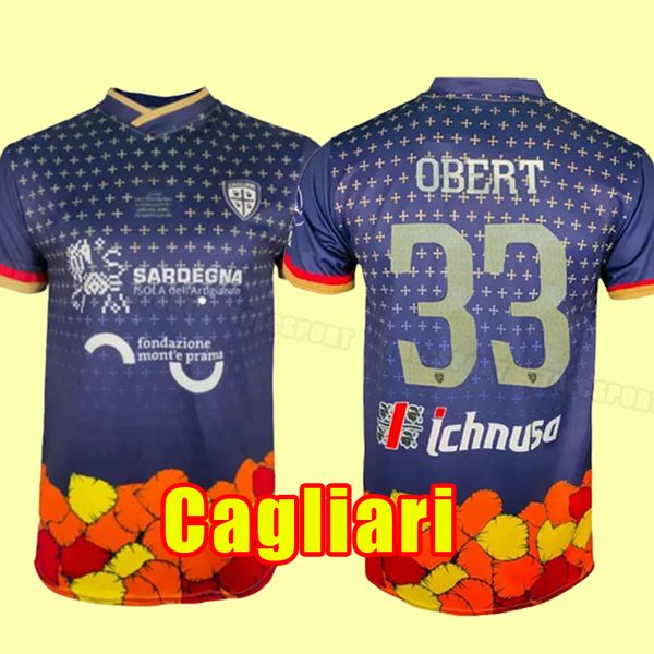 

23/24 cagliari special edition soccer jerseys 2023 2024 pavoletti lapadula viola luvumbo nandez shirts obert makoumbou rog football uniform, Black;yellow