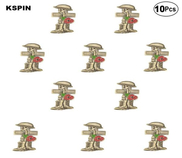 

3d poppy boots lapel badge brooch pins badges012345673433890, Gray