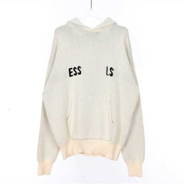 

es designer mens women essentialhoodie hoodies letter essentail knit hoody knitted sweaters casual pullovers essent autumn winter spring fas, Black