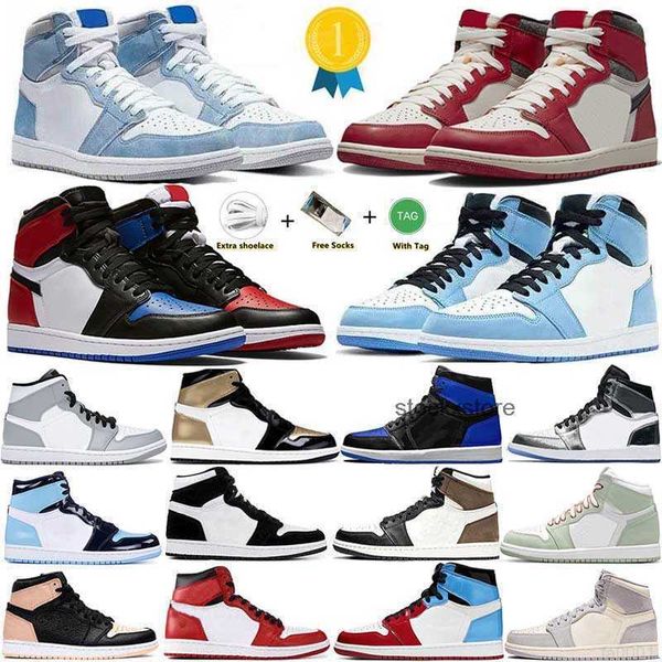

1 jumpman basketball shoes men women 1s university blue hyper royal patent panda og dark mocha bred shadow unc smoke grey outdoor sports sne, Black