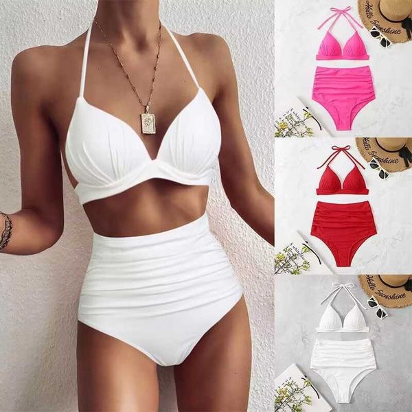 

designer summer fashion sun beach bikini 2023 new high waist split bikini women's swimsuit quality luxury personality swimsuit, White;black
