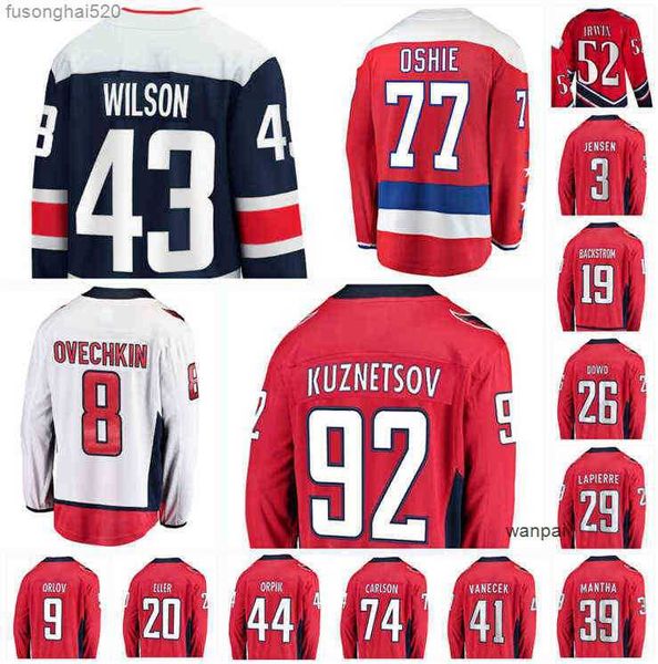 

2022 washington alex ovechkin hockey jersey t.j. oshie evgeny kuznetsov nicklas backstrom tom vitek vanecek wsh custom stitched men, Black;red