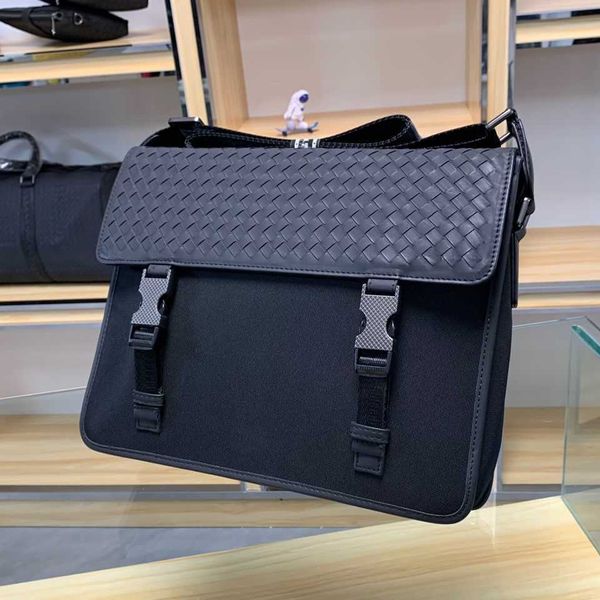 

men's bag one shoulder messenger bag leather casual woven cowhide horizontal fashionable youth backpack messenger