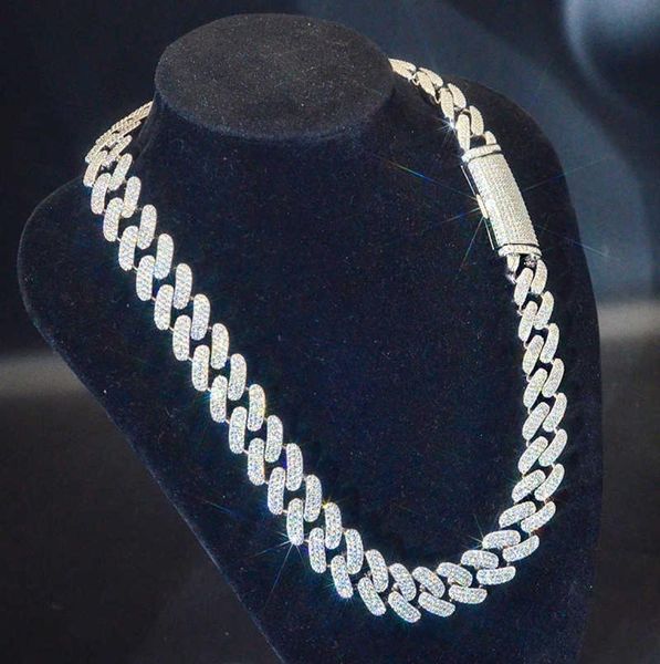 

custom 925 silver vvs cvd real diamond cuban chain iced out hip hop jewelry 18k gold plated moissanite cuban link chain necklace9057007