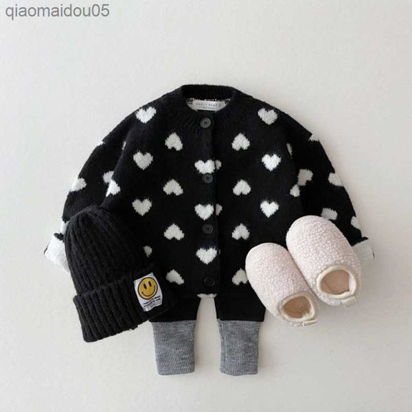 

children's jacket boys fashion knitted sweater jacket girls baby spring and autumn long-sleeved love sweater 0-3 years old l230712, Blue;gray