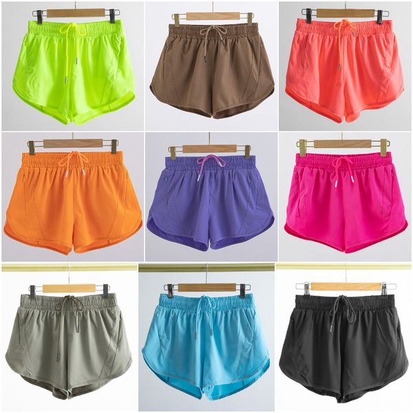 

lu-0160 womens yoga outfits y high rise lined shorts high waist shorts exercise short pants fitness wear girls running elastic pants sportsw