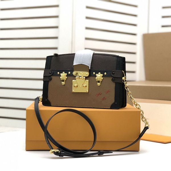 

designer shoulder bags trunk clutch crossbody purses classic metal hasp mono bag women leather messenger bags