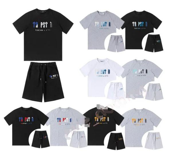 

men's t-shirts trapstar t shirt designer shirts couples towel embroidery letter men's set womens crew neck trap star sweatshirt su, Gray