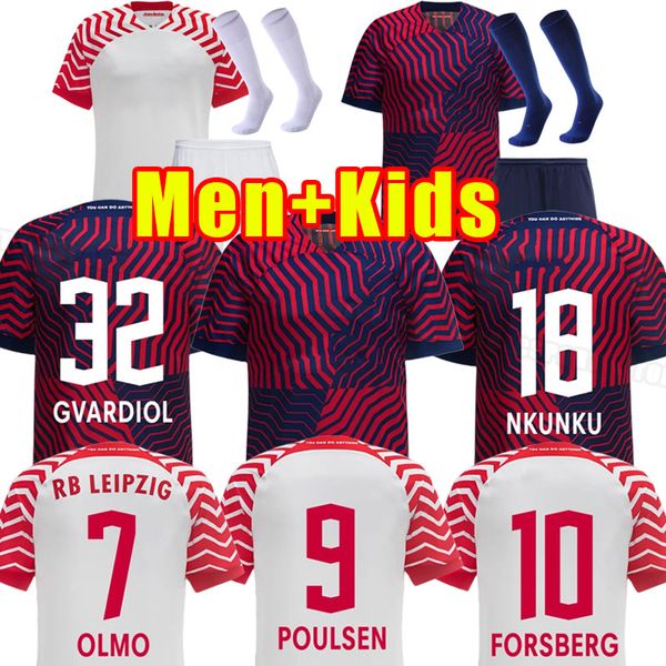 

rbl 23 24 soccer jerseys forsberg camiseta hee chan halstenberg poulsen sorloth 2023 2024 football shirts cunha szoboszlai olmo silva fans p, Black;yellow