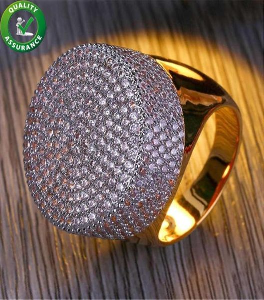 

mens jewelry rings hip hop luxury designer engagement rings round fully iced out cz diamond bling style pinky finger ring men love7857880, Golden;silver