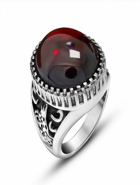 

redblack retro delicate animal relief embossment titanium stainless steel men ring vintage jewelry couple rings7163555, Silver