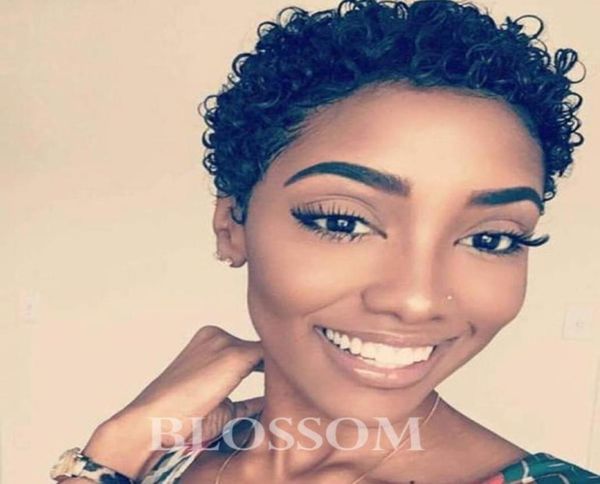 

new arrival baby hair brazilian short human hair wigs glueless full lace wig pixie cut human hair wig for black women28231365794262, Black;brown