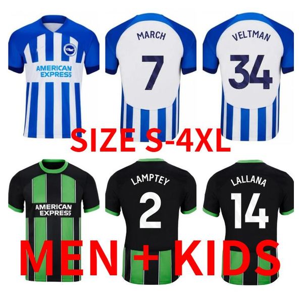 

23/24 maupay march soccer jerseys 2023 mitoma gross veltman alzate propper undav lamptey webster lallana welbeck ferguson men kids kits sock, Black;yellow