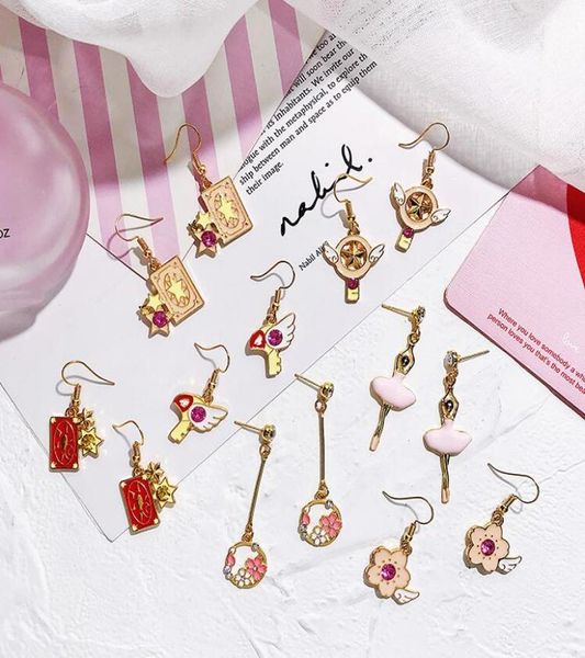 

multi style long earrings pendant woman anime manga card captor sakura cute party jewelry girl lady gift golden pink7651617, Silver