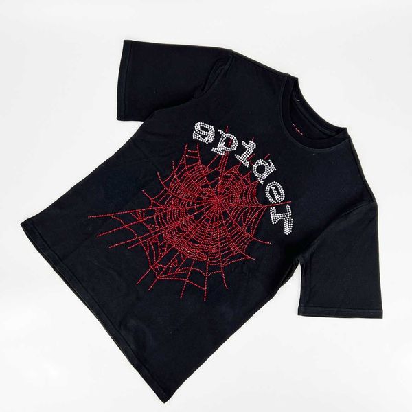 

sweatshirts young thug sp5der diamond t-shirt summer fashion short sleeve, Black