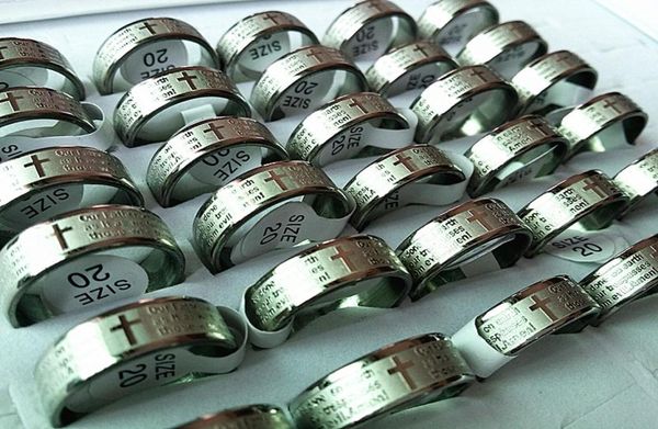 

brand new 100pcs english the lord039s prayer etching polished stainless steel men039s jewelry whole mixed lots6699015, Silver