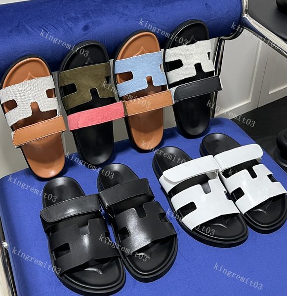 

designer chypre sandals men slides buckle soft genuine leather slippers chypre flat heel fashion slipper patent leather size 35-40, Black