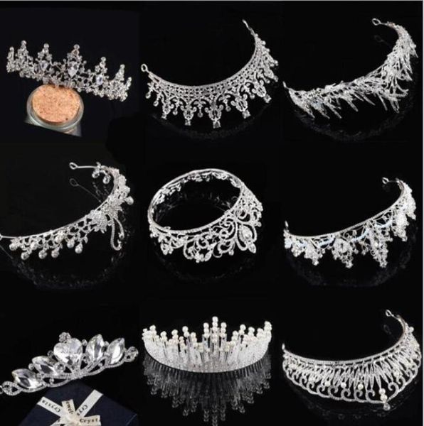 

sparkly rhinestone crystal wedding party prom homecoming crowns band princess bridal tiaras hair accessories fashion6386338, Silver