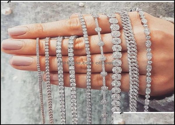 

tennis bracelets jewelry 20 style sparkling luxury 925 sterling sier mti shape white z cz diamond gemstones women wedding brac1863539, Golden;silver