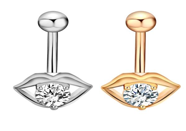 

1pc stainless steel navel piercings body jewelry fashion lipshaped zircon belly button ring bar crystal navel earrings6919473, Silver
