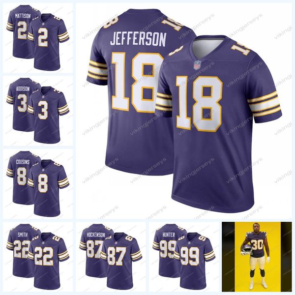 

30 ham vikings purple throwback jersey 22 harrison smith 8 kirk cousins 16 jaren hall 18 justin jefferson 2 alexander mattison 12 nick mulle, Black