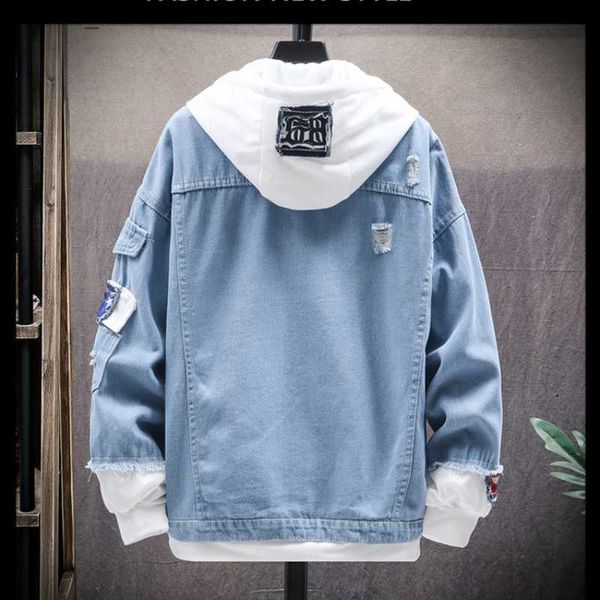 

men's sweaters denim jacket men's hoodie slim casual street jeans jacket long sleeve fashion coat autumn winter men's jacket, White;black