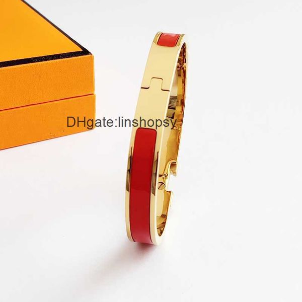 

66sbangle classic h bracelet designer gold bangle bracelet luxury brand enamel 18k gold bracelet for men women lover jewelry 8mm wide, Black