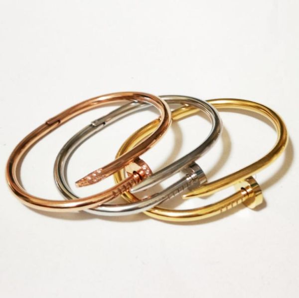 

luxury stainless steel fashion lovers screw men women bangle bracelet joyas bijoux pulseira feminina jewelry1603370, Black