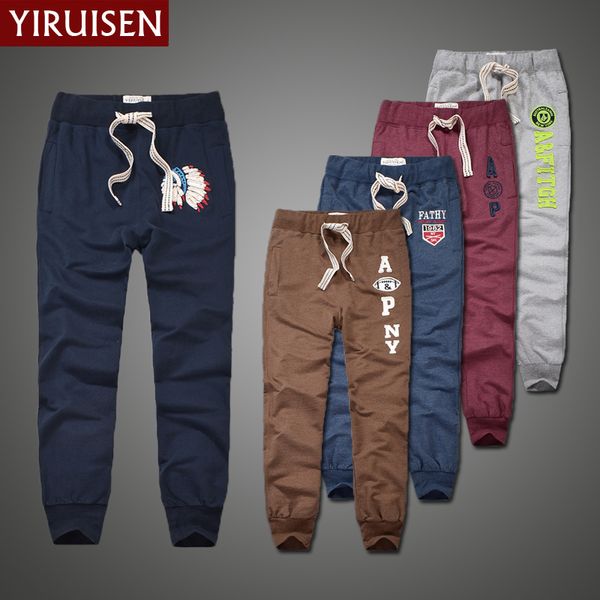 

men's pants wholesale yiruisen brand 100% cotton lightweight sweatpants for men patchwork casual long sweat pants men autumn clothing 2, Black