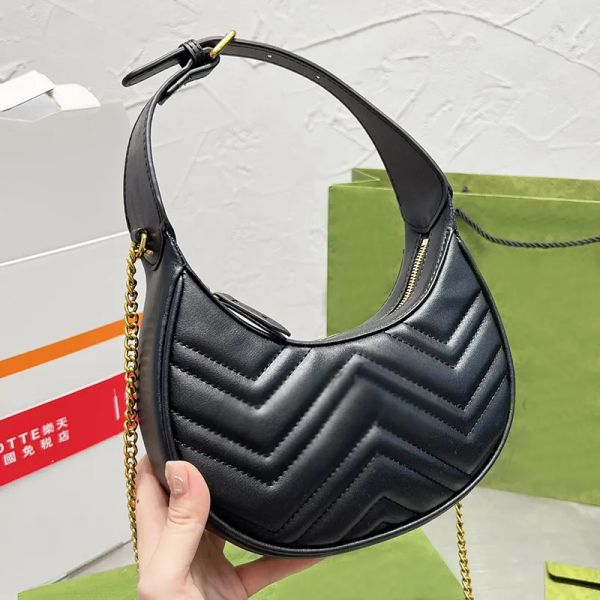 

designer women marmont hobo underarm bag italy brand half moon calfskin leather qulited crossbody handbags lady metal shoulder handbag