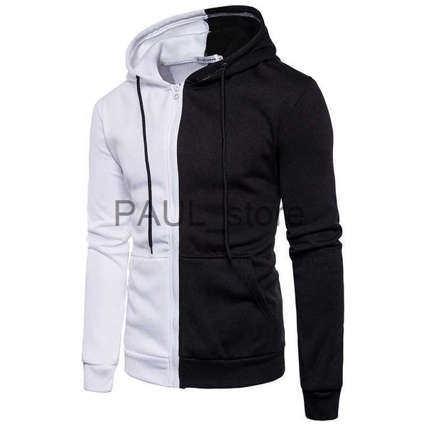 

men's hoodies sweatshirts mens hoodie half white half black patchwork hoodies and sweatshirts men hip hop hooded tracksuits x0720