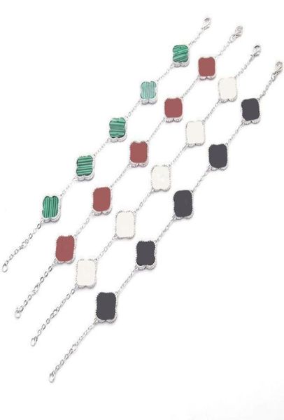 

charm bracelets designer jewellery luxury 6 colors vc letter shell tiger eye stone fritillion fiveflower bracelet 5 fourleaf flo8251393, Golden;silver