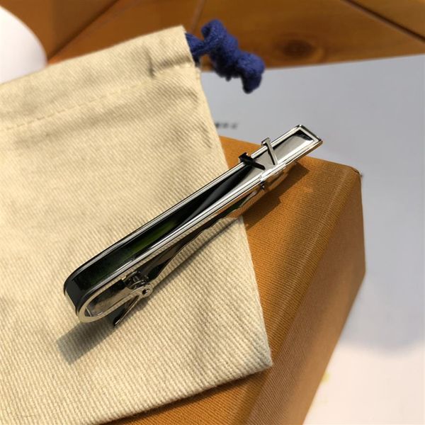 

2021 new men's tie clip letter logo fine steel tie clip with box luxury jewelry whole211c, Silver