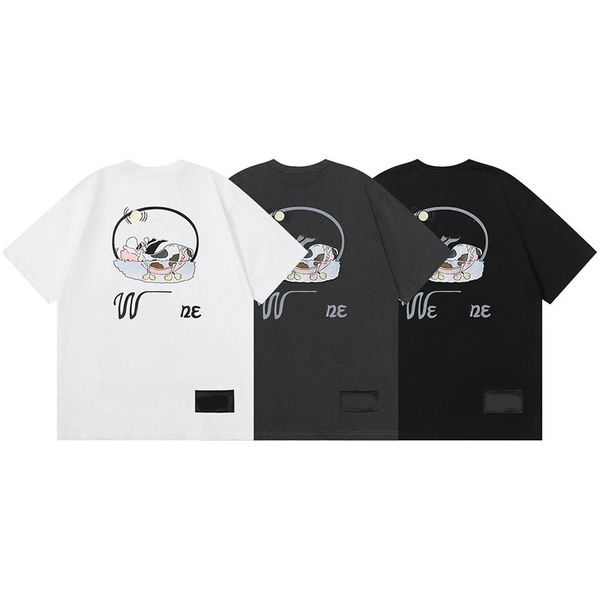 

summer new cow print short sleeve couple loose and comfortable t shirt, White;black