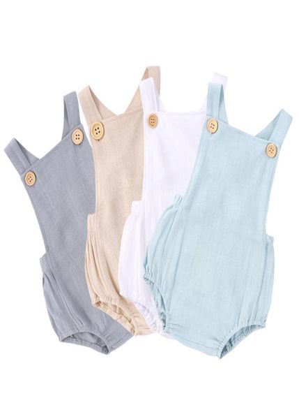 

baby clothes baby girl boy cotton linen romper solid color suspender overalls infant jumpsuit kids clothing 324m m17653471305, Blue