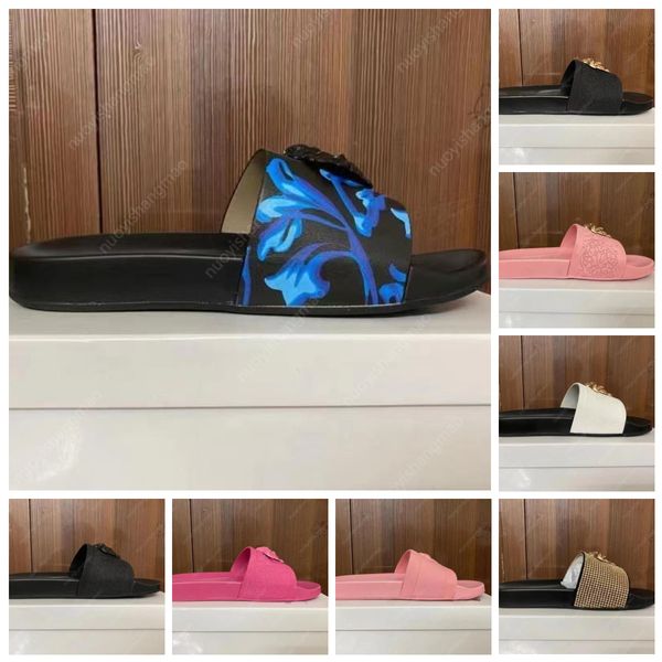 

designer slipers flat sandals men sliders beach indoor flip flops designer slippers women fashion classic shoes ladies pool slides with dust, Black