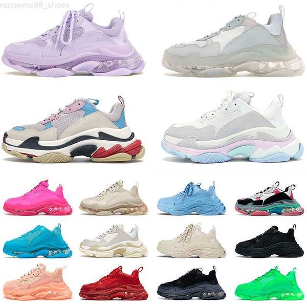 

triple s designer shoes men's women's clear sole fashion black white green cherry blossom powder vintage classic platform sneakers