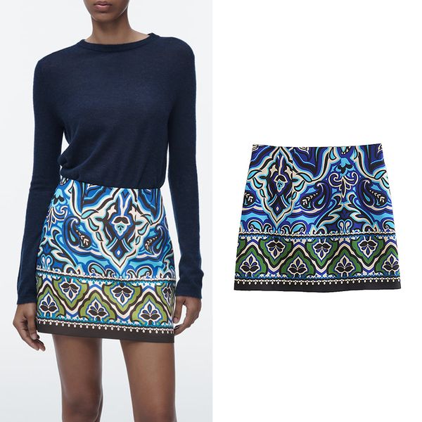 

skirt skirt spring and autumn splicing decoration printing ladies dres clothes 230720, Black