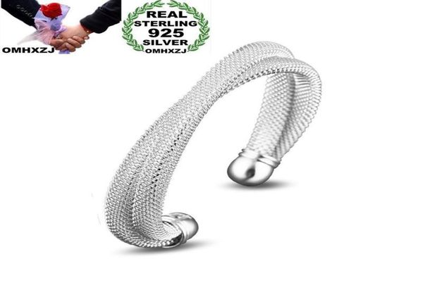

omhxzj whole personality fashion ol woman gift mesh twined open 925 sterling silver 18kt gold cuff bangle bracelet br2012711852, Black