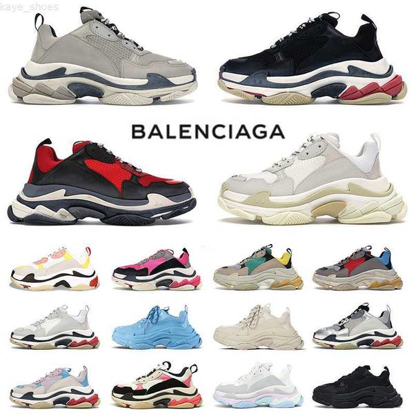 

paris triple s mens womens luxury brand designer shoes oversized fashion white black grey pink red bottoms casual sports sneakers trainers o