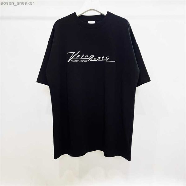 

2023 vetements embroidered summer fashion company t-shirt men women oversized vintage vetements t shirt tees, White;black