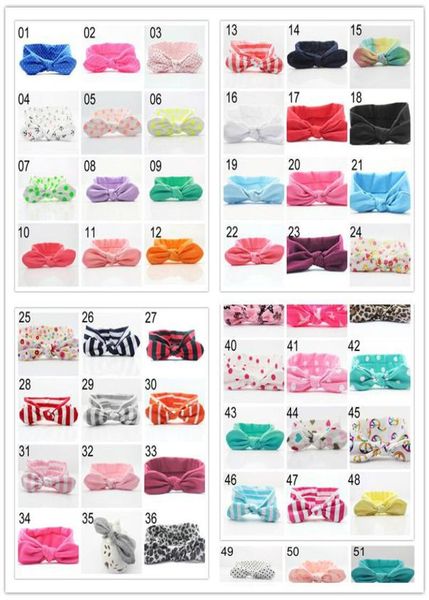 

51 colors xmas bohemian headbands zigzag cotton girl baby bow headband wave point turban head wrap ed knot band bandana8417594, Slivery;white