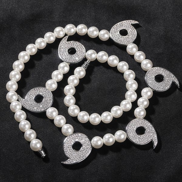 

new fashion 18/20/22/24/26inch gold silver color bling cz number pearl chain necklacet for men women hip hop jewelry gift