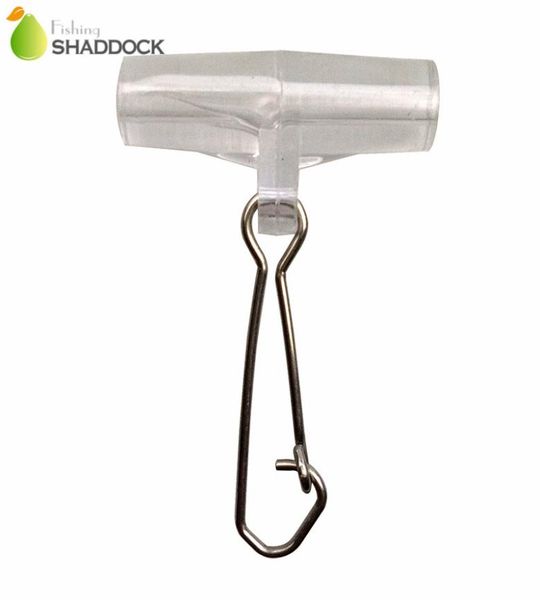 

50pcs fishing sinker slip clips clear plastic head swivel with hooked snap fishing weight slides for braid fishing line1819684