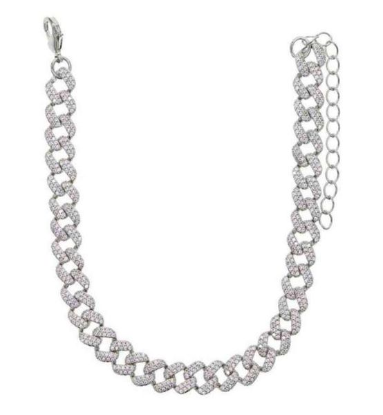 

women anklets 8mm iced out bling cz miami cuban link chain rose gold pink silver color hip hop fashion jewelry 220704208i5791766, Red;blue