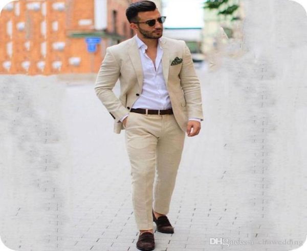 

latest coat pant designs beige linen casual men suits groom wedding tuxedo 2piece costume homme mariage slim fit terno masculino m6626252, Black;gray