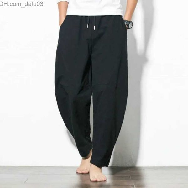 

men's pants chinese style harem pants men's street clothes casual jogging men's pants cotton linen sweatpants men's trou, Black