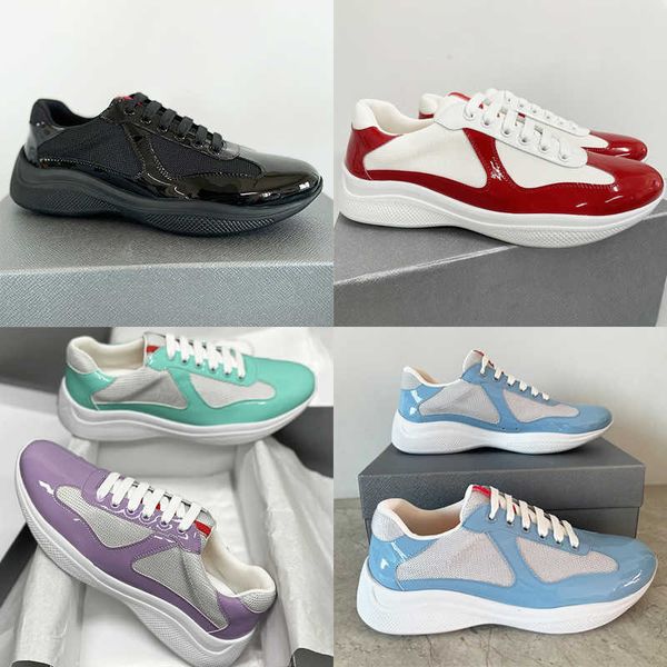 

designer runner trainers men america's cup xl sneakers leather eokwd patent leather flat trainers black mesh lace-up casual shoes no53