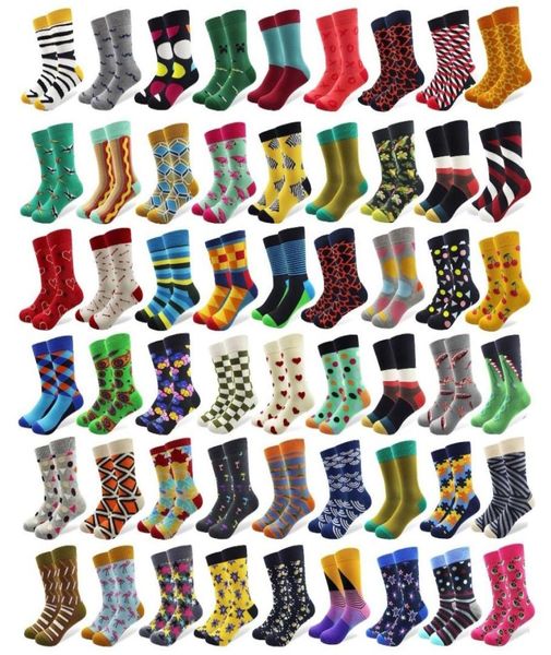 

20 pairslot creative men039s colorful striped cartoon combed cotton happy socks crew wedding gift casual crazy funny socks cra1834447, Black